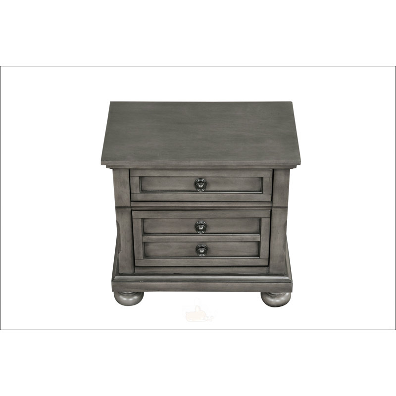 Table de chevet élégante Meade G8975-N avec tiroirs pleine extension et plateau doublé de feutre, parfaite pour les petits espaces