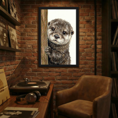 Animals Otter Peeking From Wooden Post