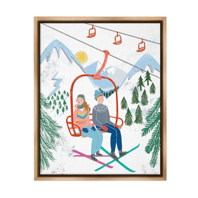 "Winter Ski Lift Friends" par Jo Reid sur toile