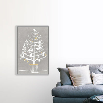 " White Ornament Tree I " Painting Print