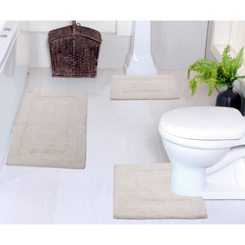Tapis de bain 100% coton Classy Bathmat Collection (ensemble de 3), Ivoire