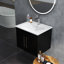 Ensemble de meuble-lavabo mural 24 po avec lavabo, portes doubles, charnières à fermeture en douceur, cuve en céramique, assemblage facile, poignée longue en métal doré, espace de rangement-619897842