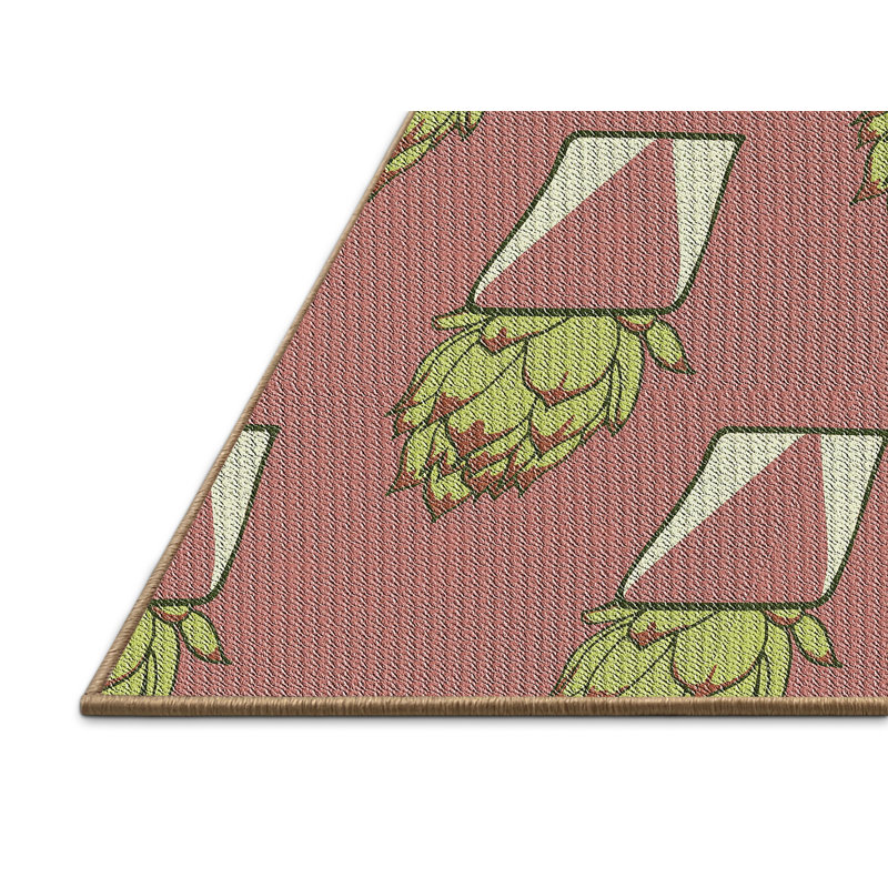 Tapis à motifs rose clair / vert, Rectangle 4 pi x 6 pi