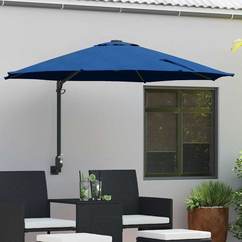 Wall Mount Parasol, 148cm H x 248cm W x 248cm D, Blue
