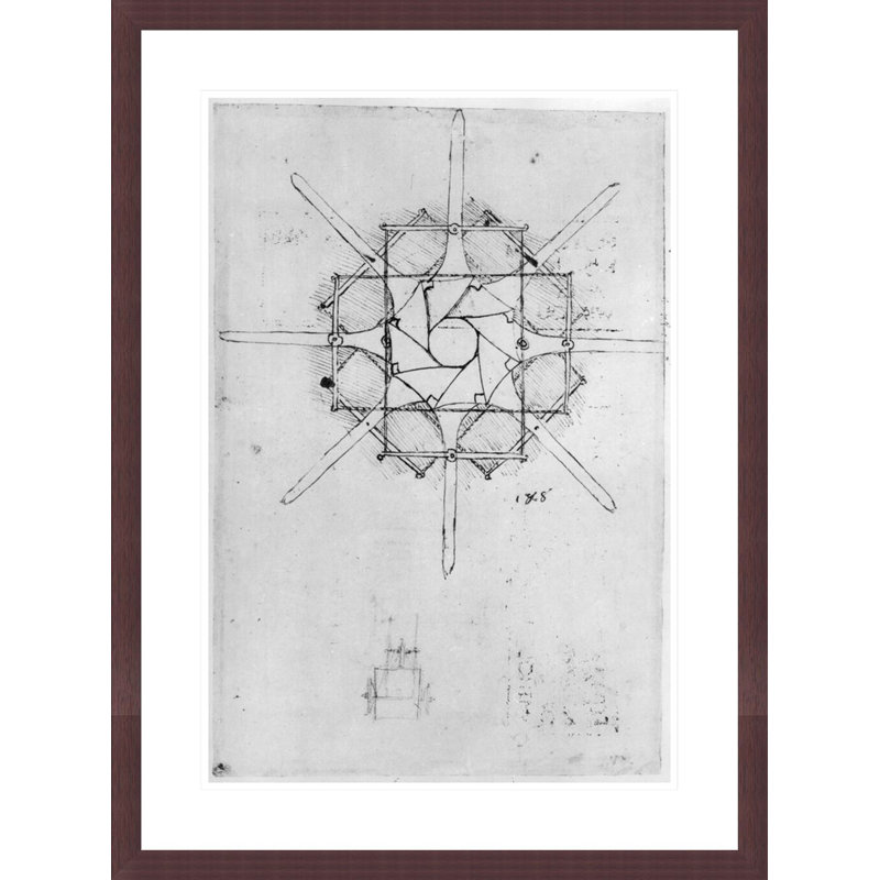 Design for a folding Capstan handle Fol. 376v-c by Leonardo da Vinci -Framed Giclee Print, H 29,5 po x l 22,02 po