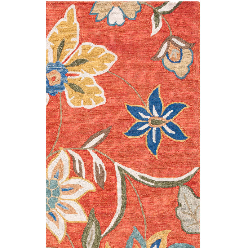Tapis floral en laine crocheté à la main Emrick, Tapis de couloir 2 pi 3 po x 8 pi