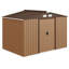 Remise de rangement extérieure de 9 pi x 6 pi Outsunny, remise en métal pour outils de jardin avec trousse de fondation, double porte verrouillable, bouches d'aération et toit incliné, pour cour, patio, pelouse, vert-98192077-98192082