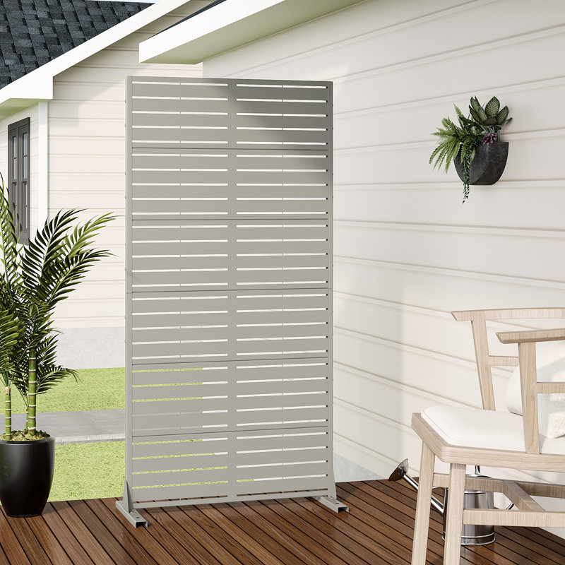 72" Metal Outdoor Privacy Screen, Gris, H 72 po x l 35 po x P 16 po