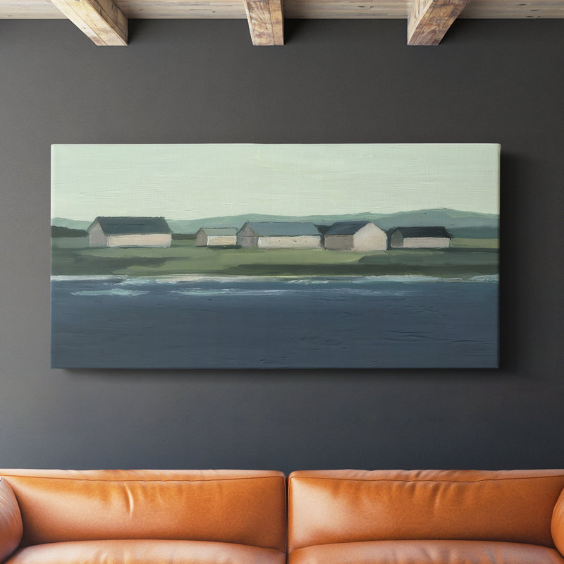 Lakeside Coast I - Toile tendue avec châssis - Prêt à accrocher, H 16 po x l 32 po