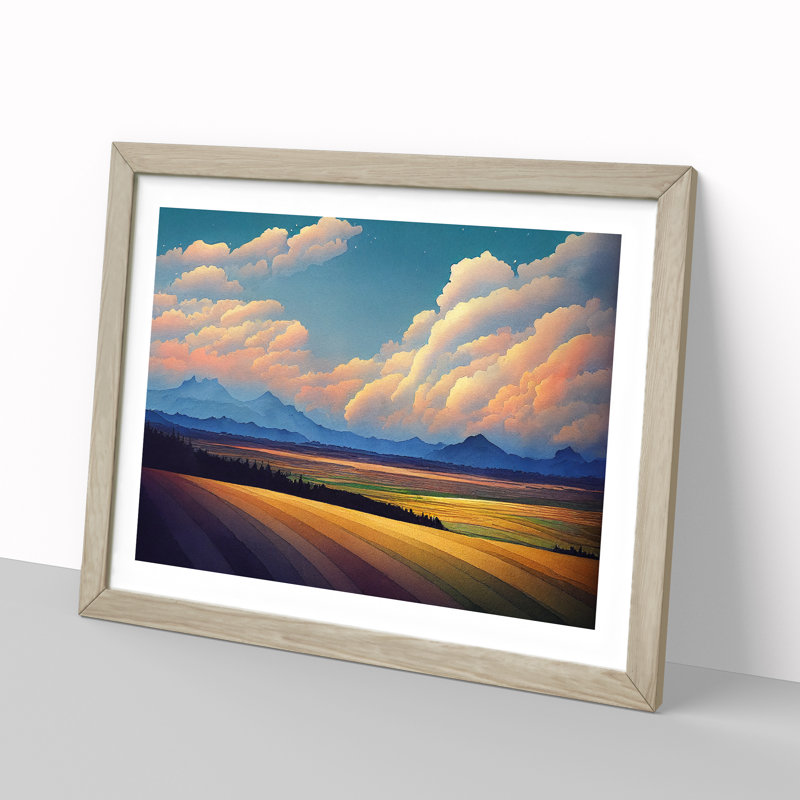 Mountain Meadow Landscape Vol.3 - Framed Print, 46cm H x 64cm W x 2cm D, Oak Framed