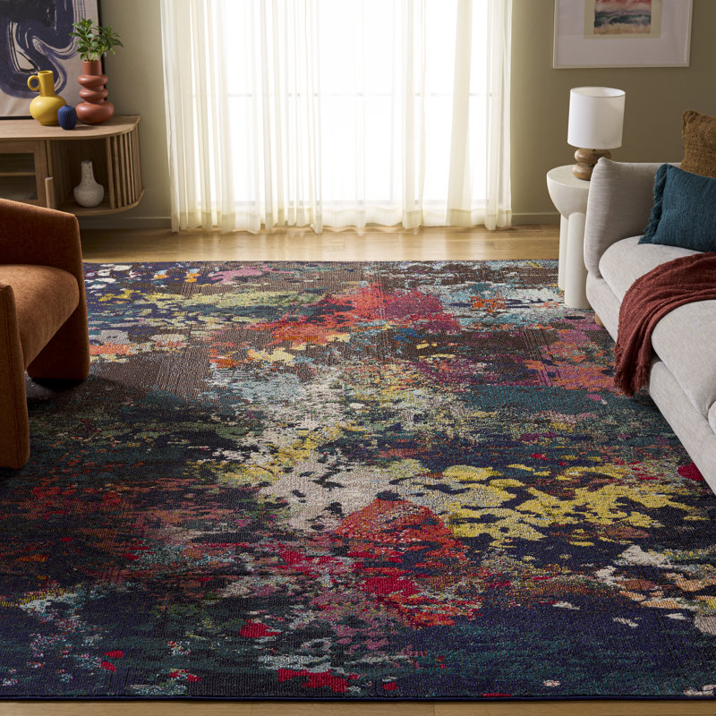Hertzler Southwestern Wool Brown/Teal Area Rug, Rectangle 8' x 10'