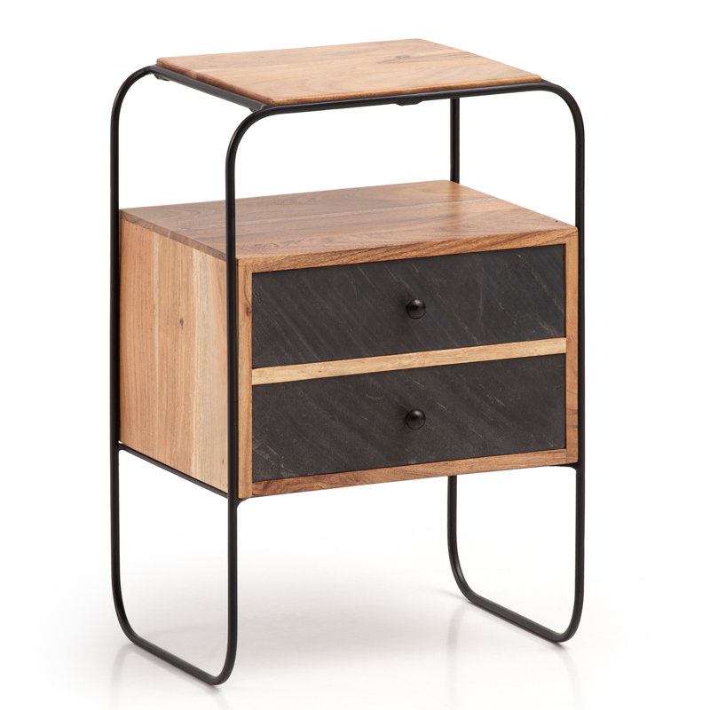 Cleckheaton Iron Bedside Table, Brown
