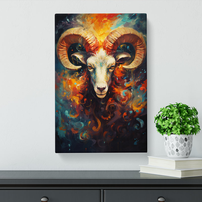 Aries Zodiac Expressionism No.2 - Wrapped Canvas, 60cm H x 40cm W x 3cm D