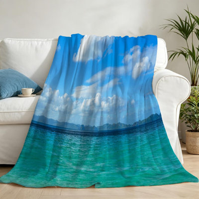 Jeté en flanelle bleue ultra douce