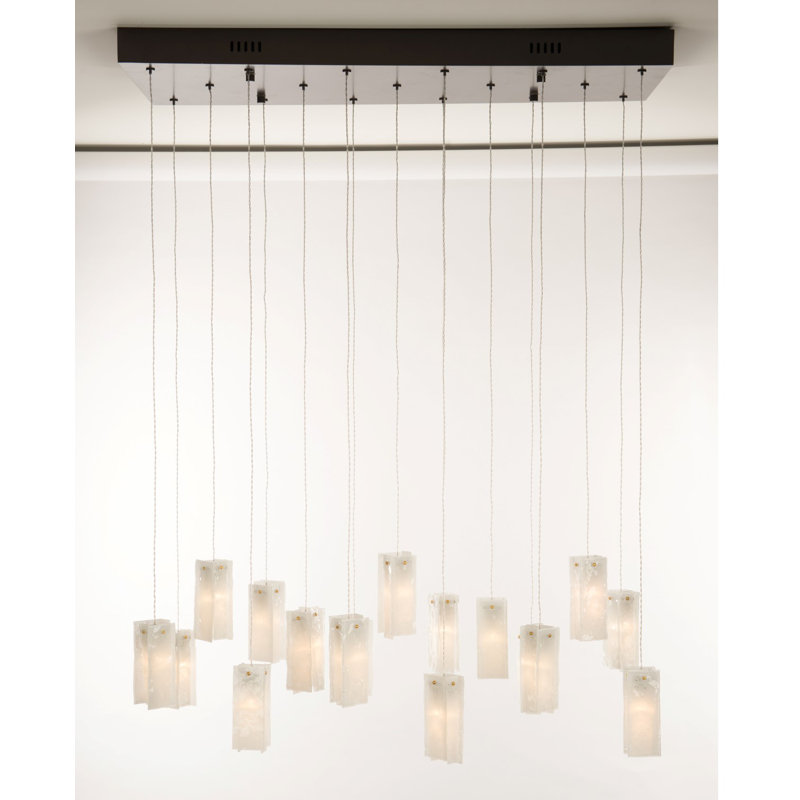 Luminaire suspendu rectangulaire à 17 lumières Krusche, Blanc
