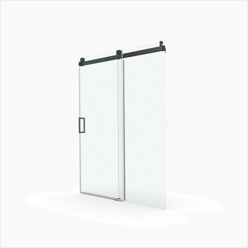 Porte de douche sans cadre à fermeture en douceur, porte de douche coulissante simple en verre trempé avec revêtement antidéflagrant