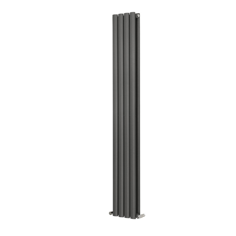 Shoshana Vertical Oval Panel Radiator, 2, 180cm H x 23.6cm W, Anthracite