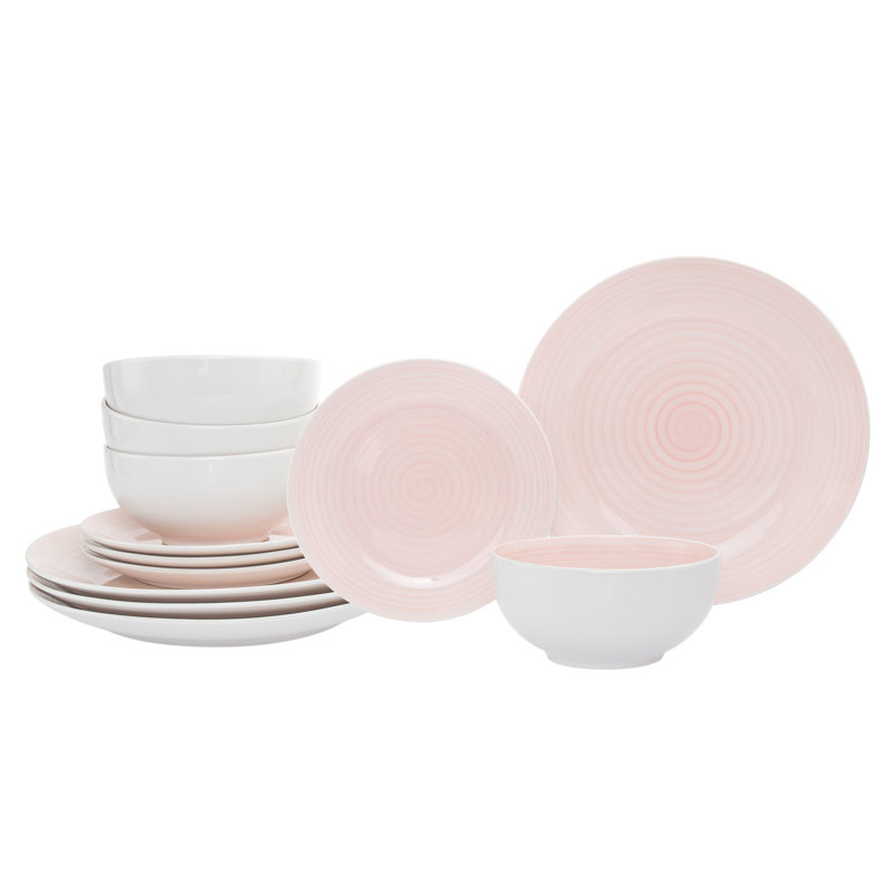 Service de table 12 pièces, service pour 4 Spiral, Rose