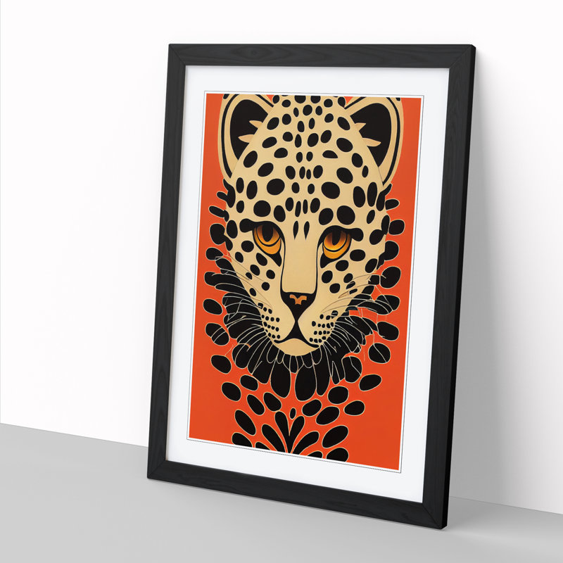 Leopard Art Deco Vol.2 - Picture Frame Print, Black, 64cm H x 46cm W x 2cm D