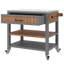 Outdoor Serving Trolley With Stainless Steel Top, Fir Wood Frame & Lockable Casters