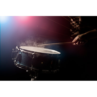 The Man Is Playing Snare Drum - Wrapped Canvas Print