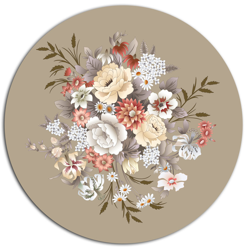 Motif floral blanc et jaune - impression, H 28 po x l 12 po x P 1 po, Métal