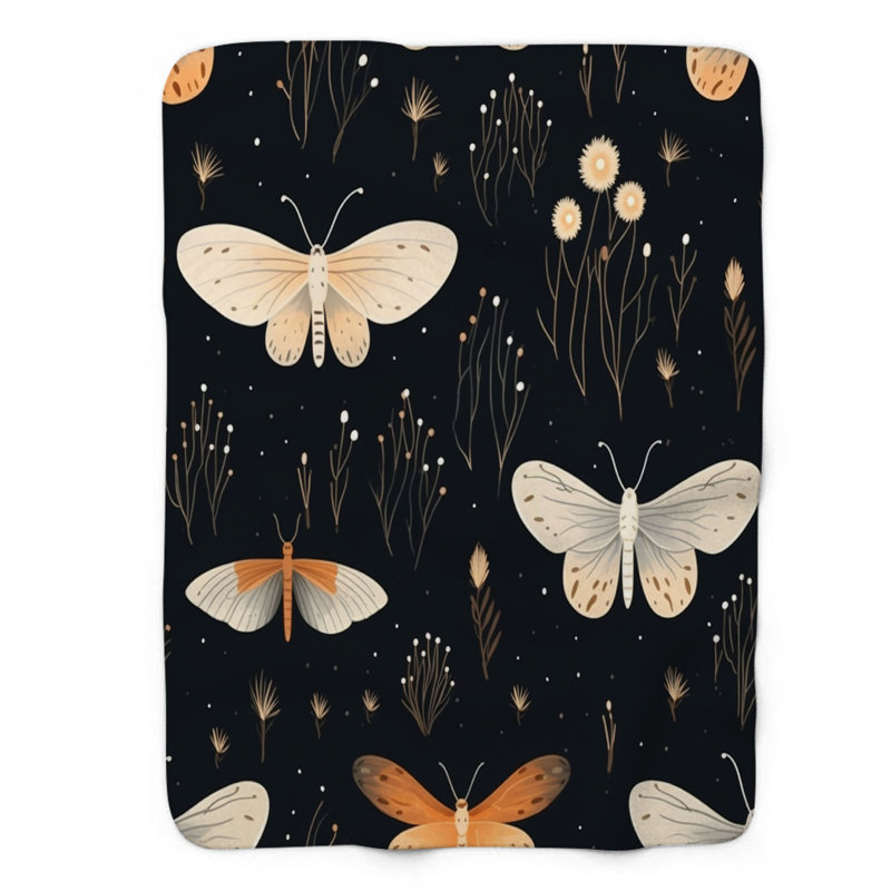 Couverture sherpa de qualité supérieure 1 pièce Moth Serenity, Lit simple