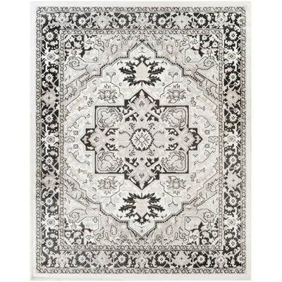 Lafever 7'10" x 9'10" Ivory Charcoal Vintage Indoor Rug