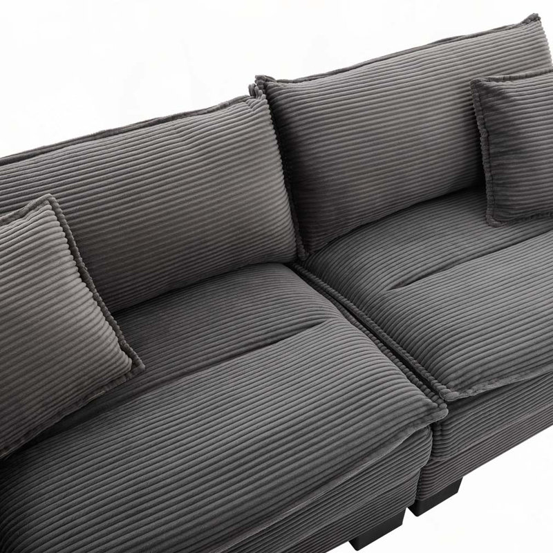 Canapé avec coussins Corduroy, Gris