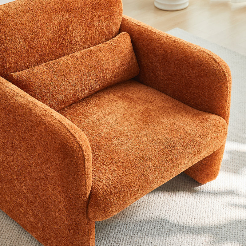 30.31'' Wide Armchair,Accent chair,Living room chair with solid wood frame, Orange Faux Fur