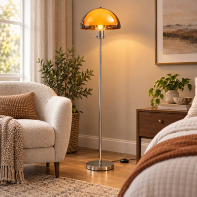 Lampadaire moderne de 150 cm (59 po) avec dôme acrylique double couche, interrupteur au pied et lumière chaude de 3 000 K.