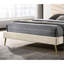 Lit simple avec cadre rembourré contemporain de style Mid-Century et tête de lit en flanelle beige-1080923576
