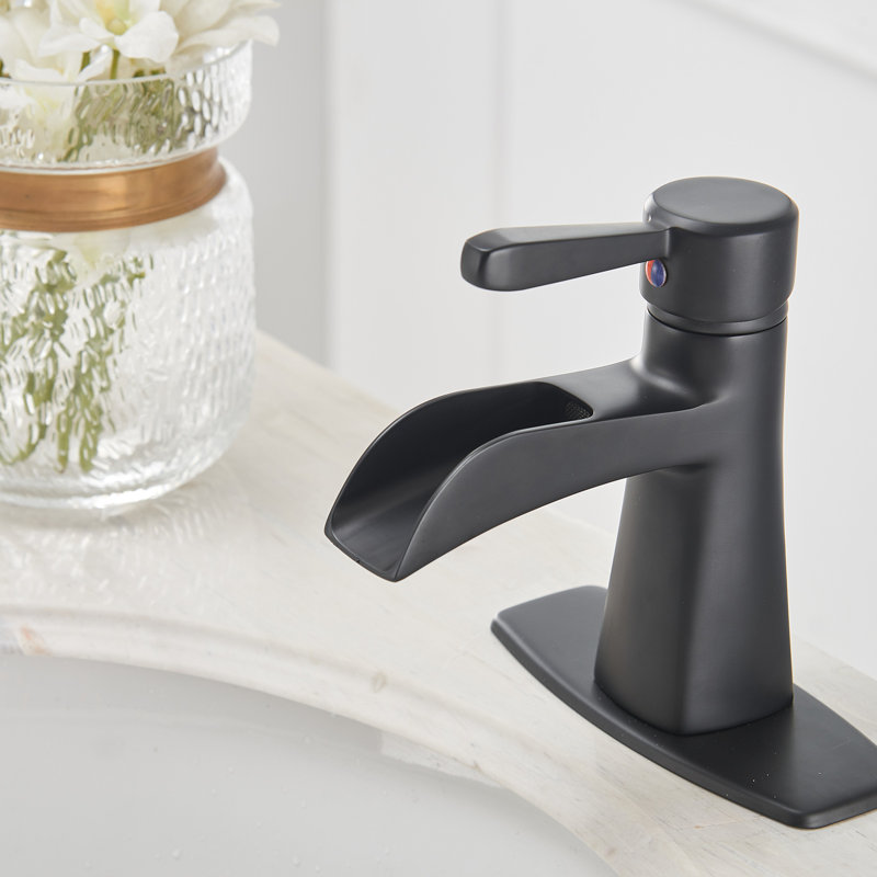 Single-Hole Single-handle Bathroom Faucet with Drain Assembly, Matte Black