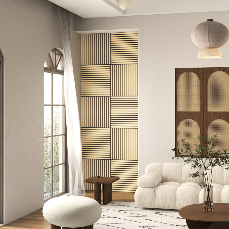 Paquet de 4 panneaux muraux en chêne imitation bois 24 "X24" pour plafond de bureau gris