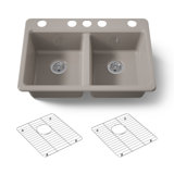 Riverby 33" Enameled Cast Iron Undermount Double Basin Kitchen Sink