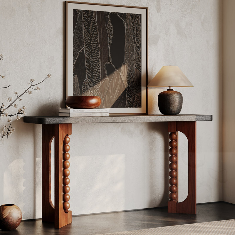Console en bois avec pieds sphériques