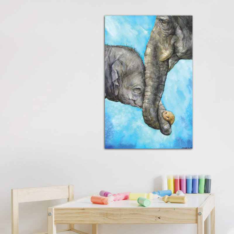 Éléphants - Pure Family, art sur toile, H 60 po x l 40po x P 1,5 po, Toile tendue