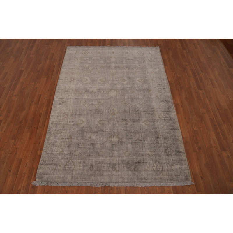 Tapis unique en coton gris anthracite et gris 7 pi 11 po x 5 pi 7 po