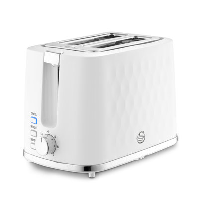 Hexton Swan Variable Width 2 Slice Toaster, 7 Browning Levels, Cancel