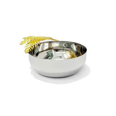 Round Bowl With Gold Fern 6.5" Dia