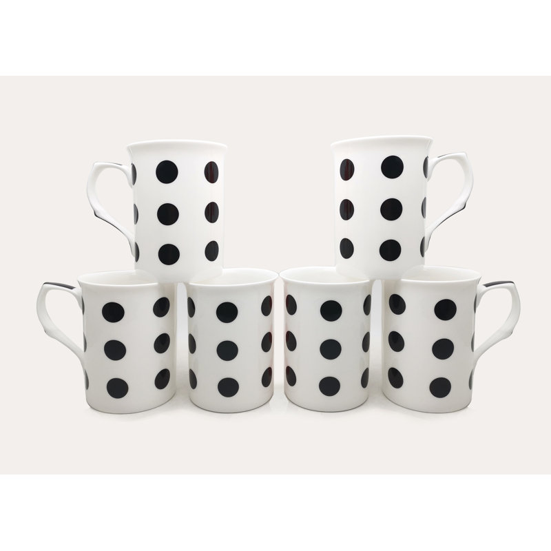 Fawne Bone China Coffee Mug, Black/White