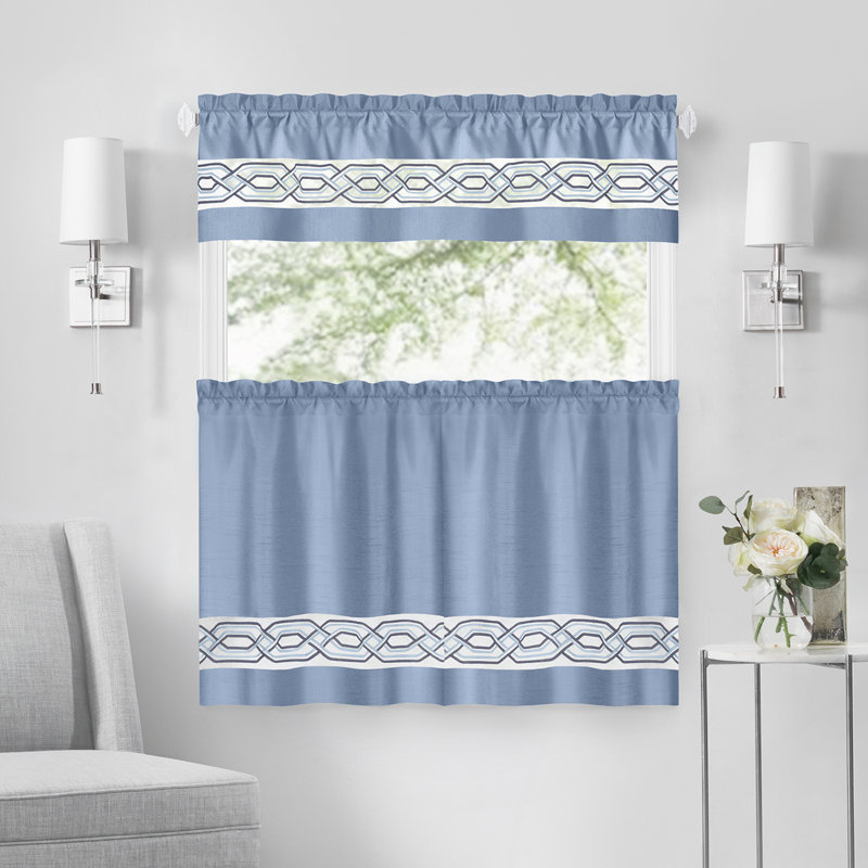 Ensemble de rideau de fenêtre semi-transparent en polyester 5 pièces Woven Trends Estebana, Bleu, L 55 po x L 63 po