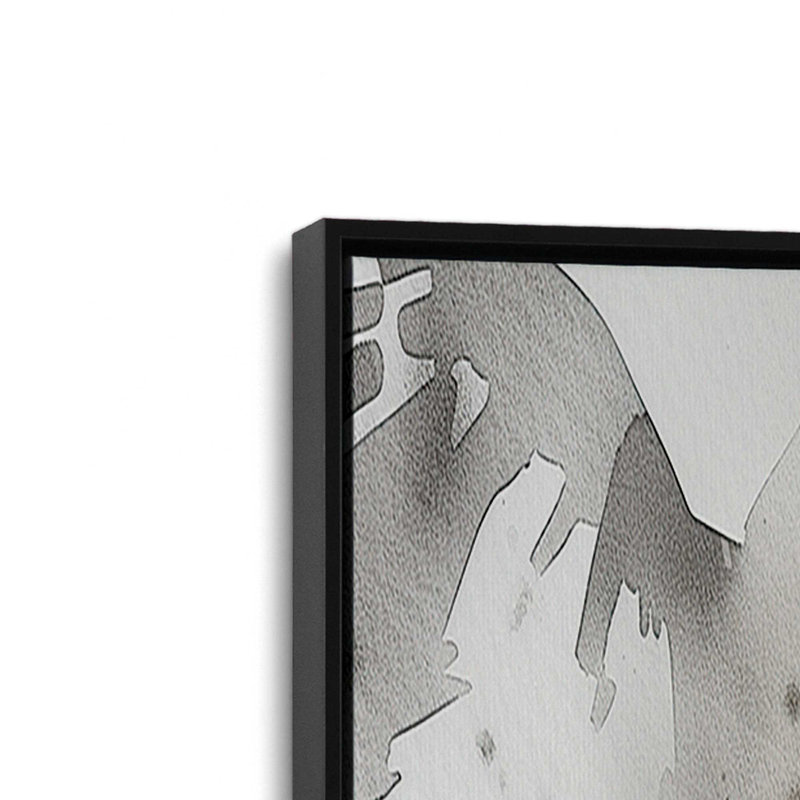 Impression abstraite monochrome sur toile II, Cadre noir, H 24,75 po x l 24,75 po x P 1,75 po