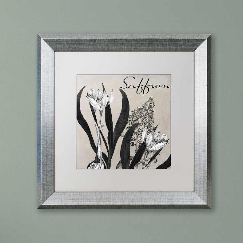 «Flowering Herbs I» par Jadaya, impression encadrée, H 11 po x l 14 po x P 0,5 po, Blanc, Cadre argenté