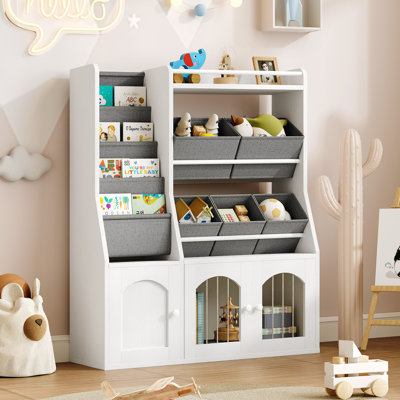 38.2'' H X 31.5'' W Toy Box and Organizer,Toy Storage Organizer,Baby-Proof Bookshelf for Nursery & Playroom
