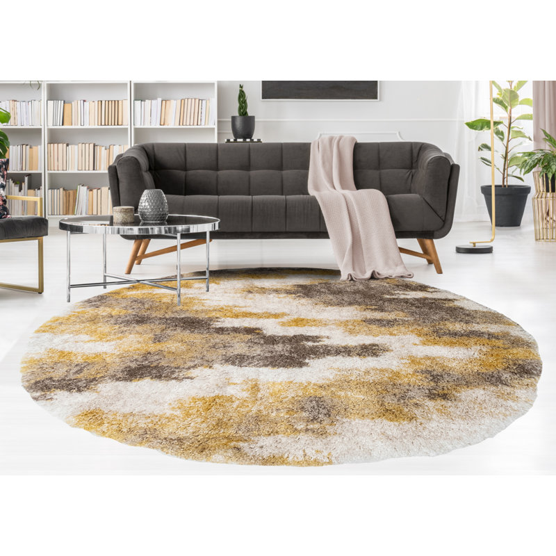 Asay Performance Abstract Indoor Rug, Round 5'