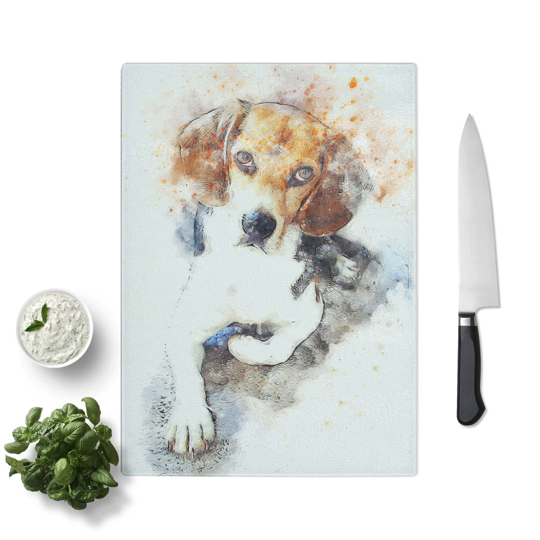 Tempered Glass Beagle Dog Chopping Board