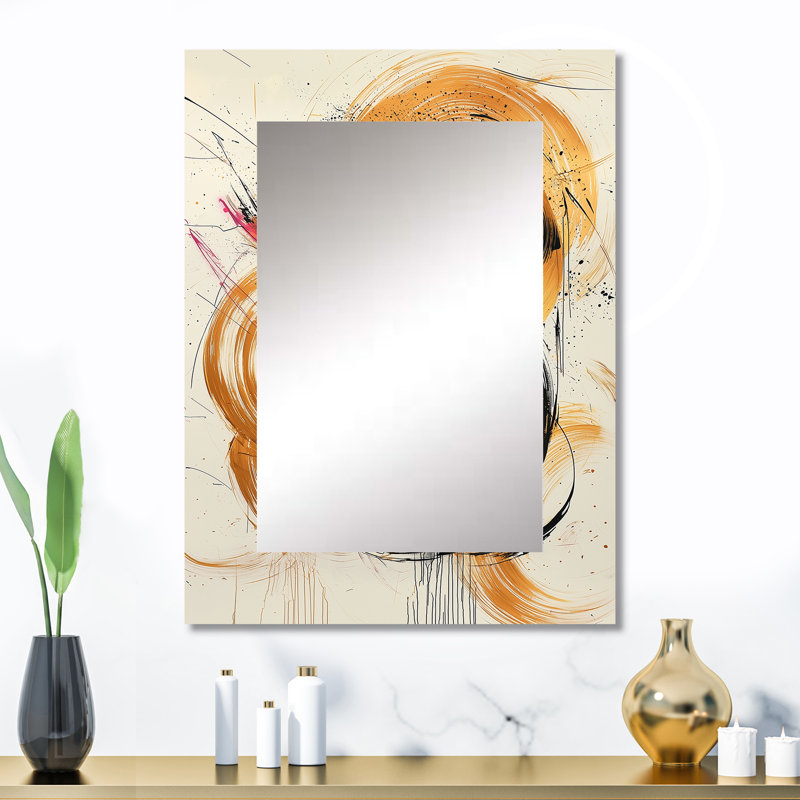Abstract Circles In Pink And Gold Tones IV - Abstract Shapes Decorative Mirror, Pink Wall Mirror, Printed Metal Art