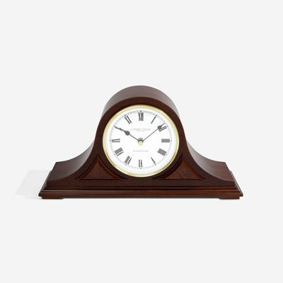 Napoleon Traditional Roman Numeral Alder Wood Quartz Movement / Crystal Tabletop Clock in Mahogany