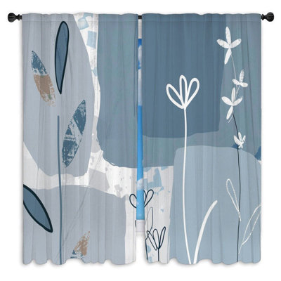 Rideaux de fenêtre aux courbes minimalistes Motif frais Lignes fluides - 2 panneaux